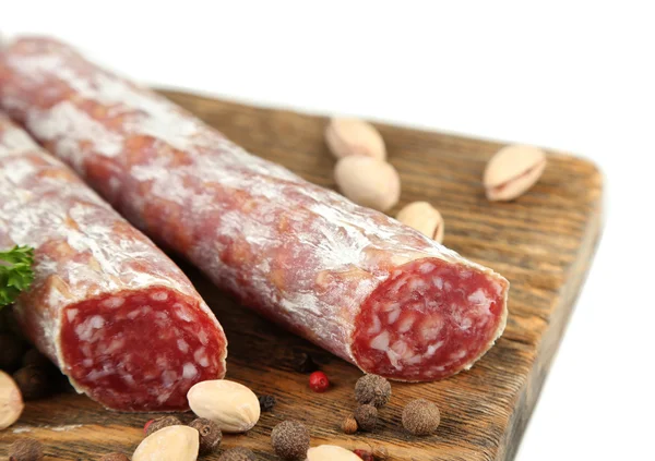 Italian salami on board — Stock Photo, Image