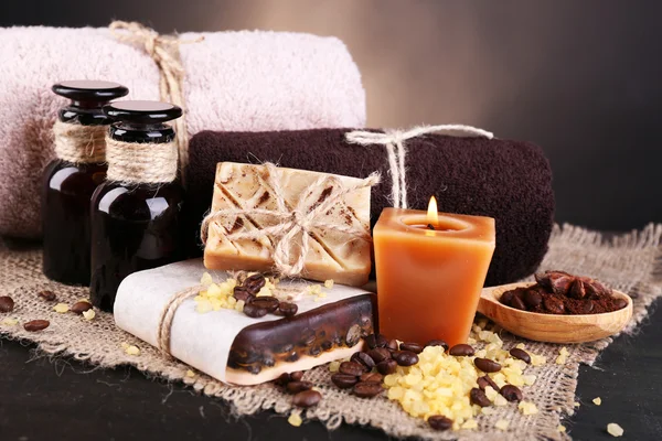 Soap with coffee beans — Stock Photo, Image