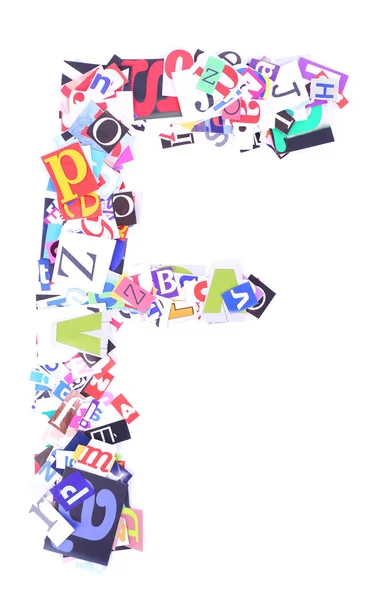 Letter F made of colorful newspaper letters — Stock Photo, Image