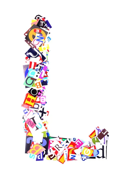 Letter L made of colorful newspaper letters — Stock Photo, Image