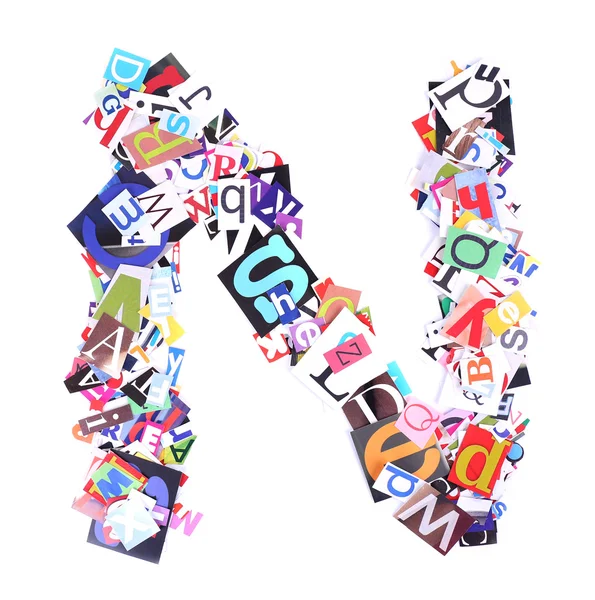 Letter N made of colorful newspaper letters — Stock Photo, Image