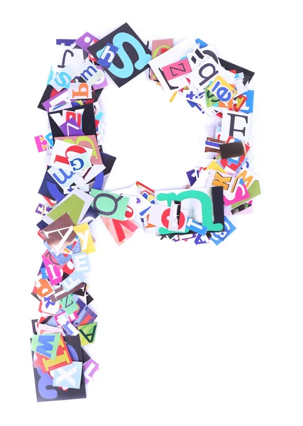 Letter P made of colorful newspaper letters — Stock Photo, Image