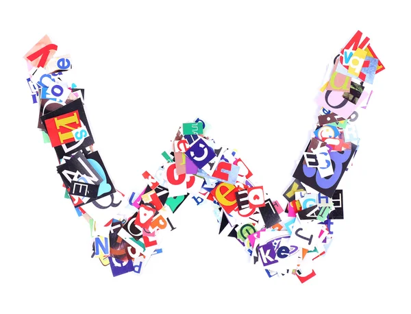 Letter W made of colorful newspaper letters — Stock Photo, Image