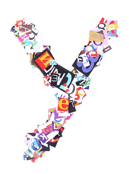 Renkli gazete harflerin yapılan Y harfi — Stok fotoğraf
