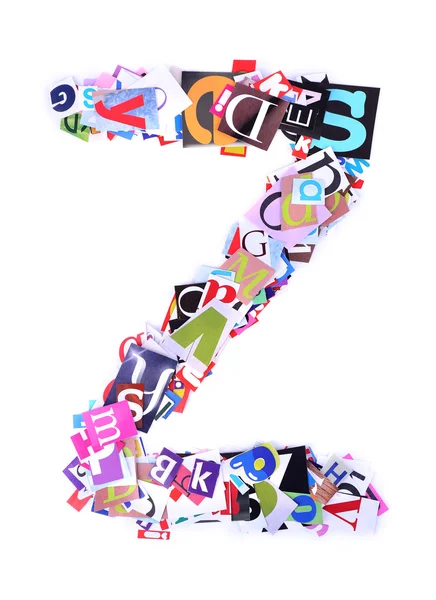 Huruf Z terbuat dari huruf-huruf surat kabar berwarna-warni — Stok Foto