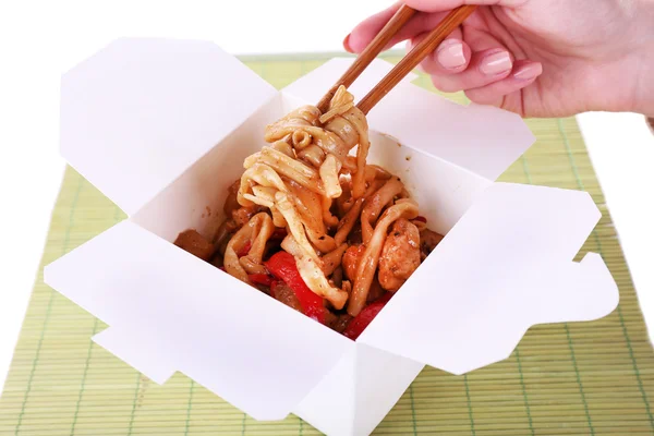 Fried noodle in takeaway box — Stock Photo, Image