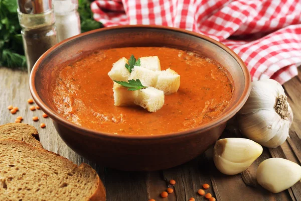 おいしいレンズ豆のクリーム スープ — ストック写真