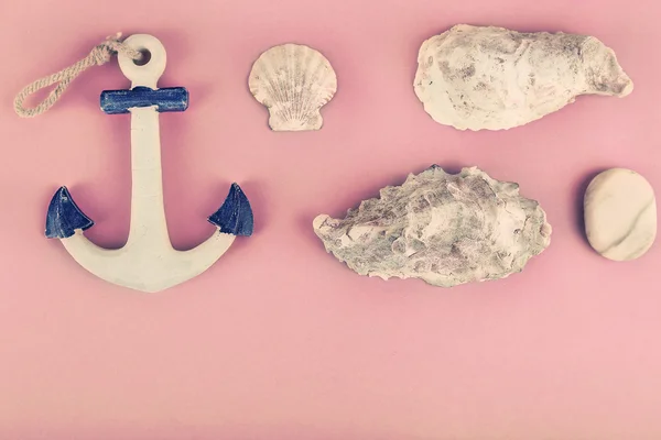 Sea shells and anchor — Stock Photo, Image