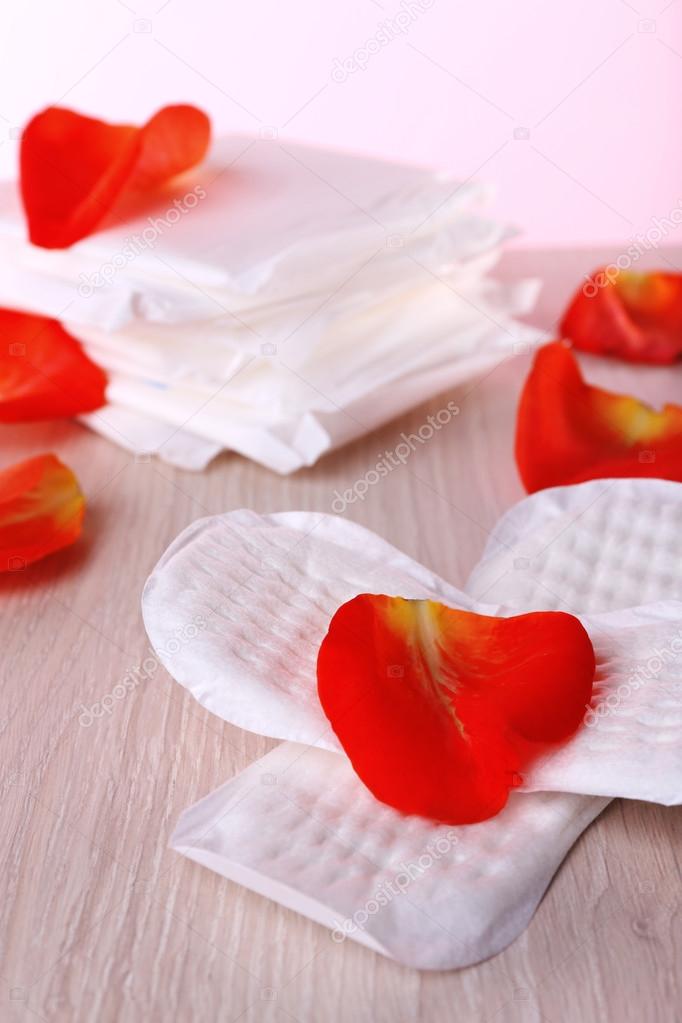 Sanitary pads and rose petals