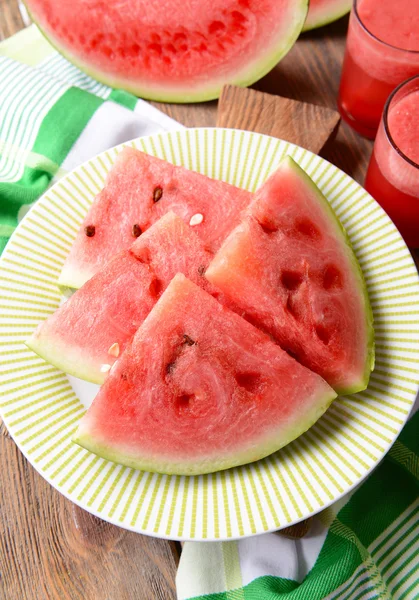 Juicy watermelon on table — Stock Photo, Image