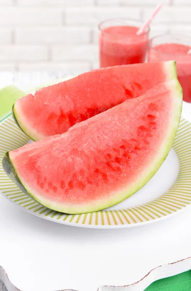 Juicy watermelon on table — Stock Photo, Image