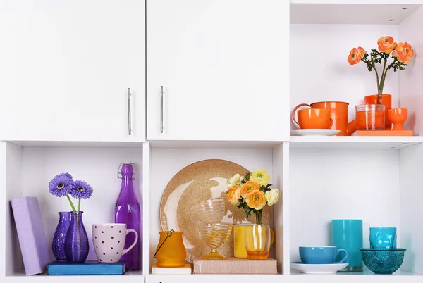 White shelves with things — Stock Photo, Image