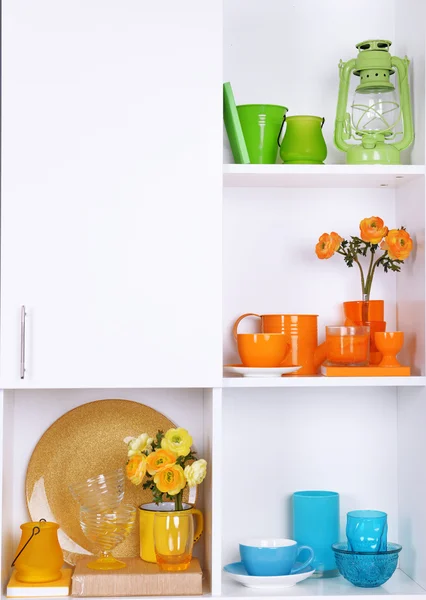 White shelves with things — Stock Photo, Image
