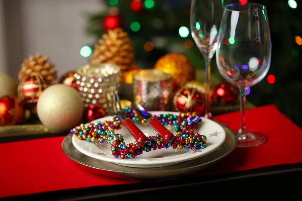 Kerst tafel serveren — Stockfoto