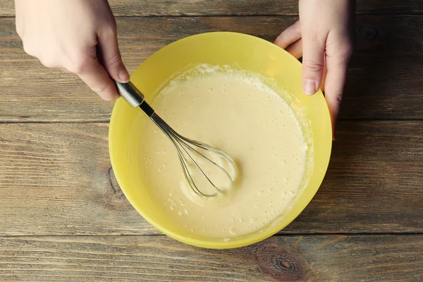 Mixing ingredients in bowl — Stock Photo, Image