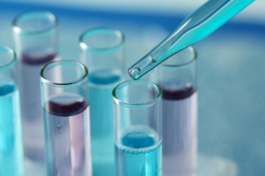 test tüpleri sıvı ile