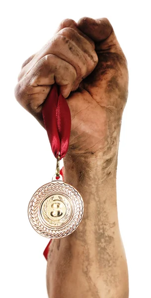 Altın madalya el — Stok fotoğraf