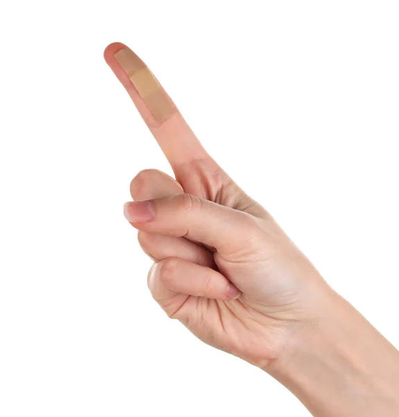 Раненый палец с гипсом — стоковое фото