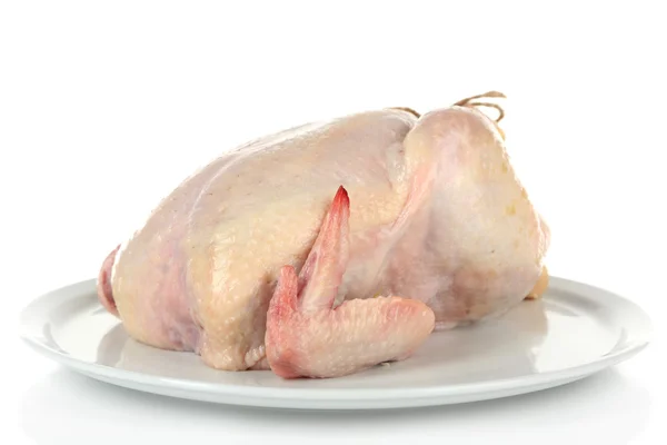 Сырая курица, изолированная на белом — стоковое фото