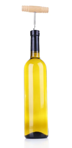 Láhev značkového vína s vývrtkou — Stock fotografie
