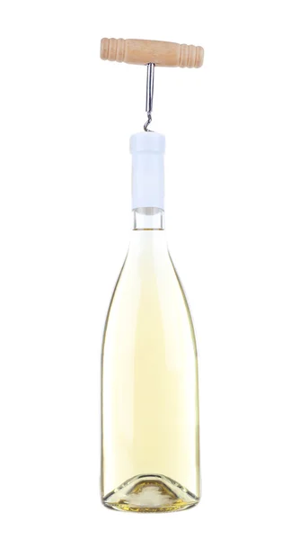 Tirbuşon ile büyük şarap şişe — Stok fotoğraf