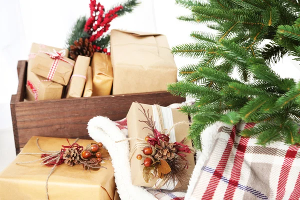 Christmas presents and decorations — Stock Photo, Image