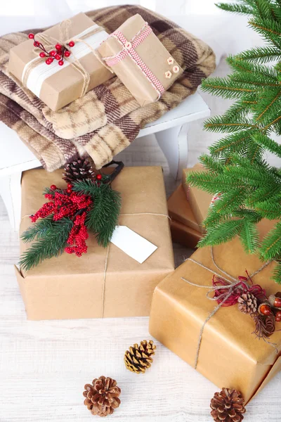 Presents near Christmas tree — Stock Photo, Image