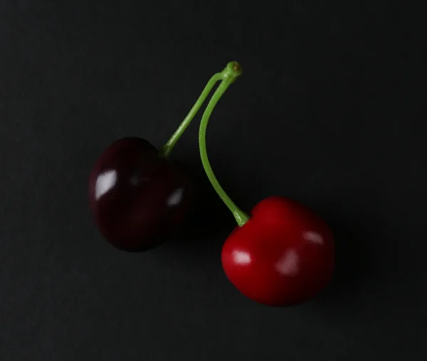 Cherry on black background — Stock Photo, Image