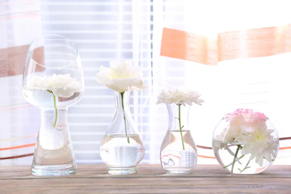 Beautiful flowers in vases — Stock Photo, Image