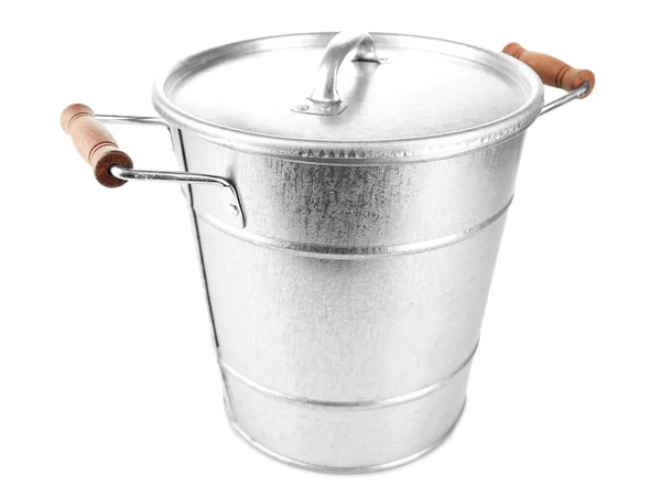 Bucket with handles on white — Stock Photo, Image