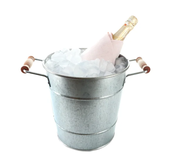 Bottle of champagne in bucket — Stock Photo, Image