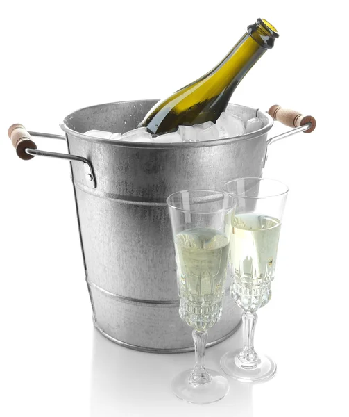 Flaska champagne i hink — Stockfoto