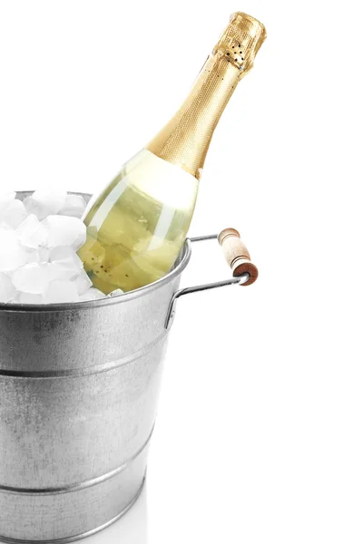 Bottle of champagne in bucket — Stock Photo, Image