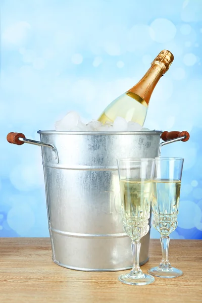 Bottle of champagne in bucket — Stock Photo, Image