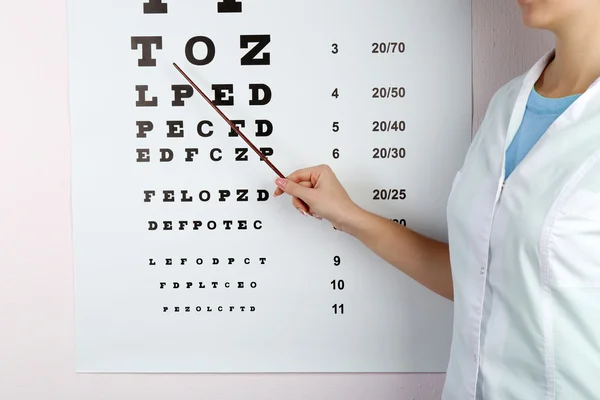 Woman with eye chart — Stock Photo, Image