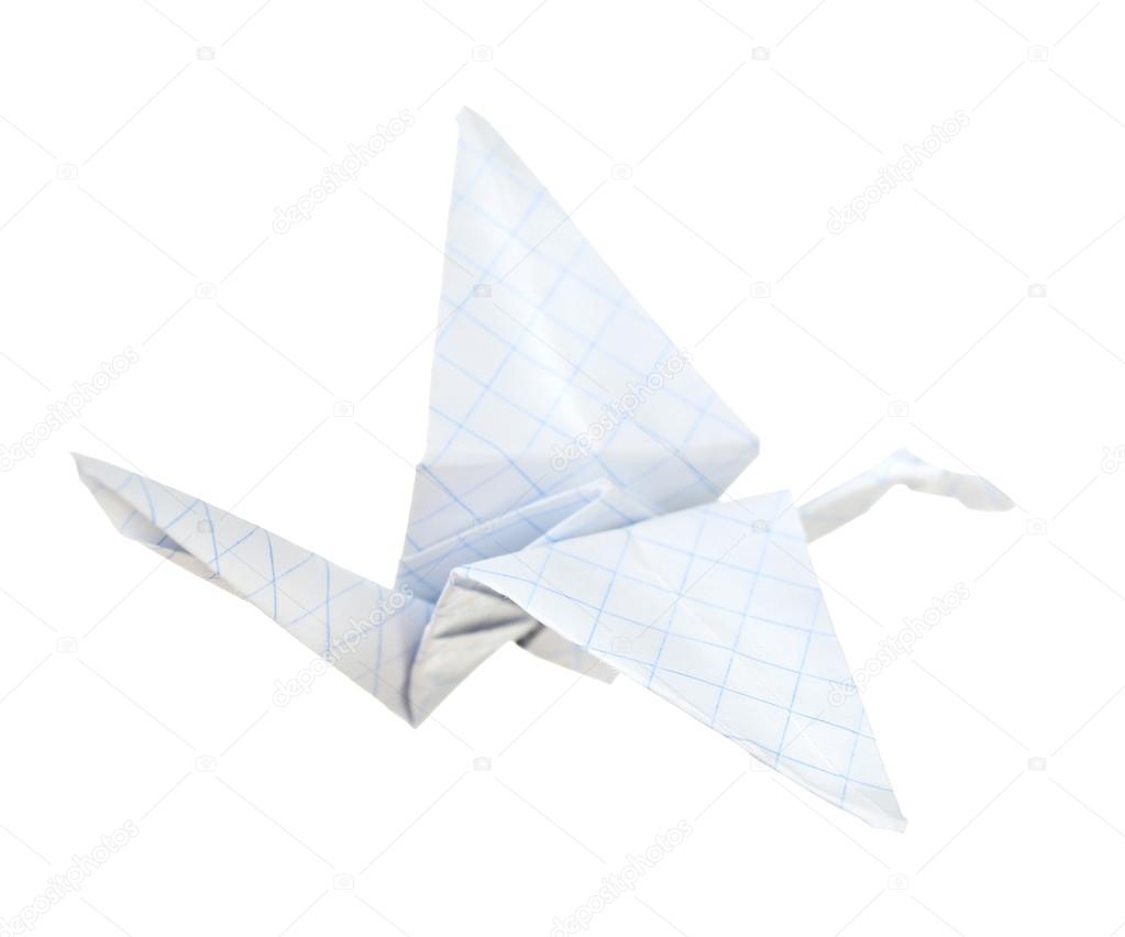 Origami Kranich Isoliert Auf Weiss Stockfoto Belchonock