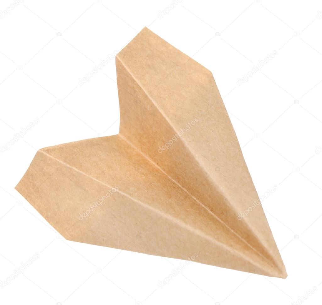 Origami airplane, isolated on white