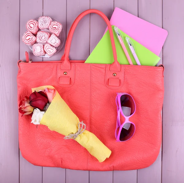 Women bag stuff — Stock Photo, Image