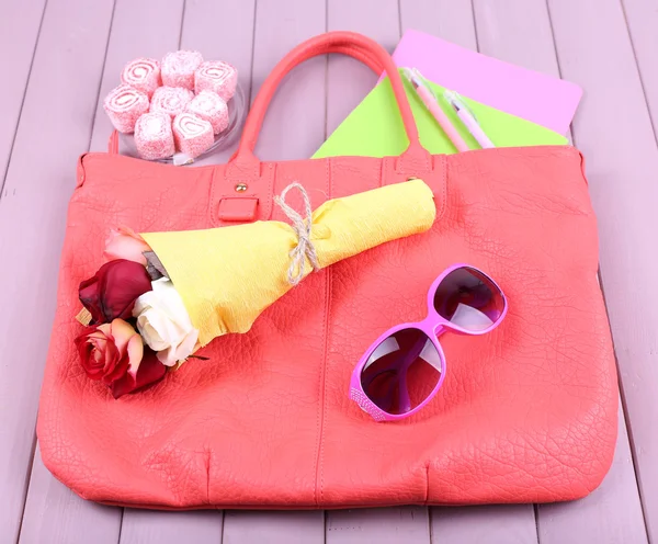 Women bag stuff — Stock Photo, Image