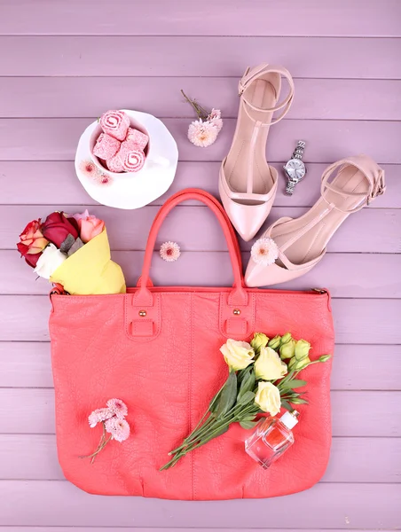 Women bag stuff — Stock Photo, Image