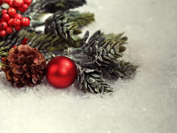 Christmas composition  on snow — Stock Photo, Image