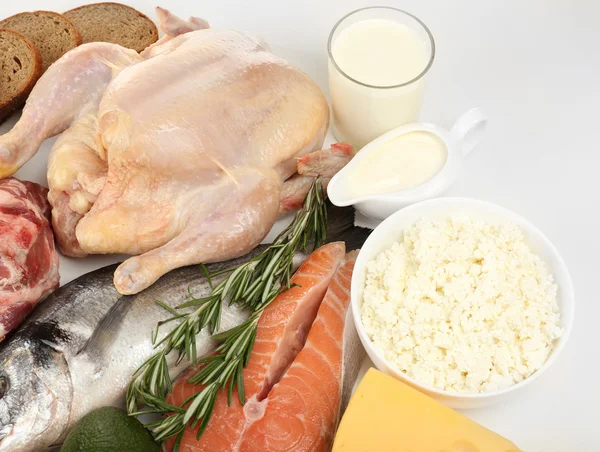 Alimentos ricos en proteínas de primer plano — Foto de Stock