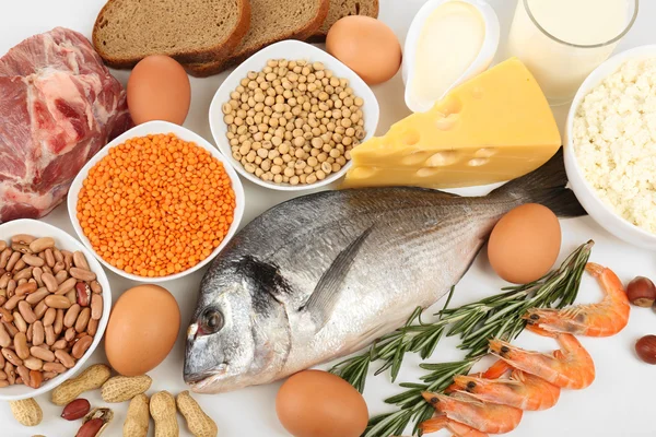 Livsmedel med hög i protein närbild — Stockfoto