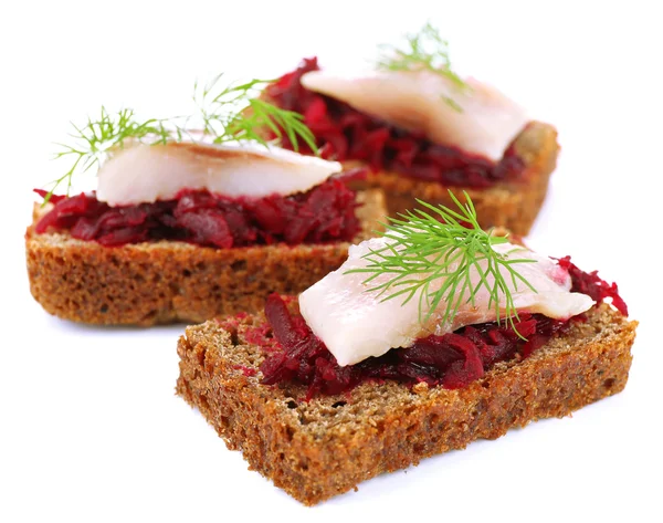 Canape herring with beets — Stock Photo, Image