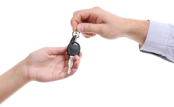 Empresario sosteniendo la llave del coche — Foto de Stock