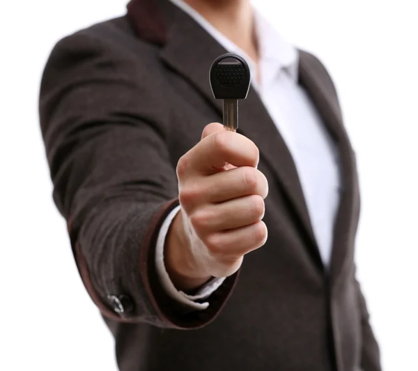 Businessman holding car key — Stock Photo, Image