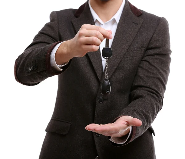 Pengusaha memegang kunci mobil — Stok Foto