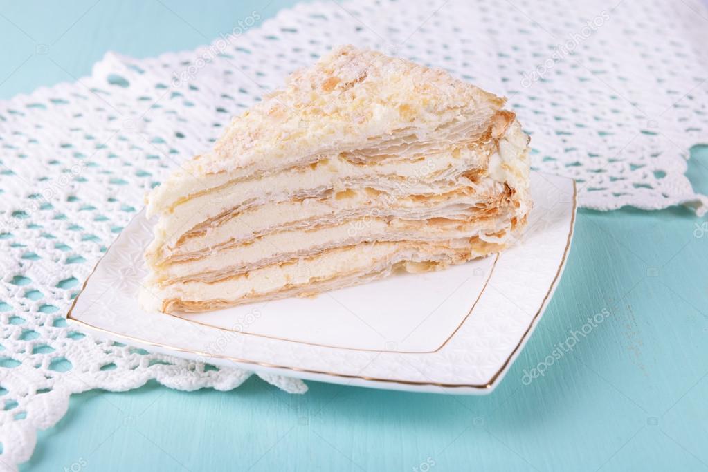 Napoleon cake on plate