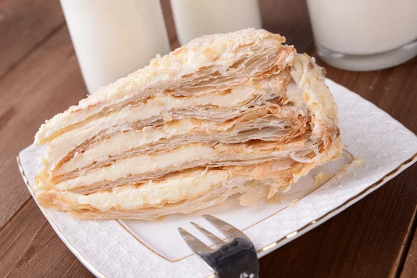 Napoleon cake on plate — Stock Photo, Image