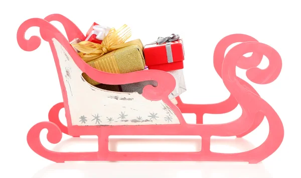 Toy sledge with Christmas gifts — Stock Photo, Image